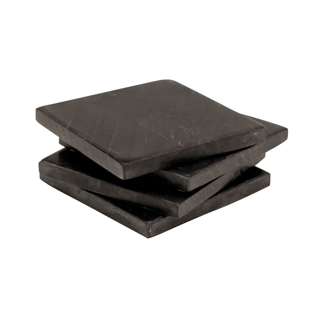 Square Marble Coasters - Black