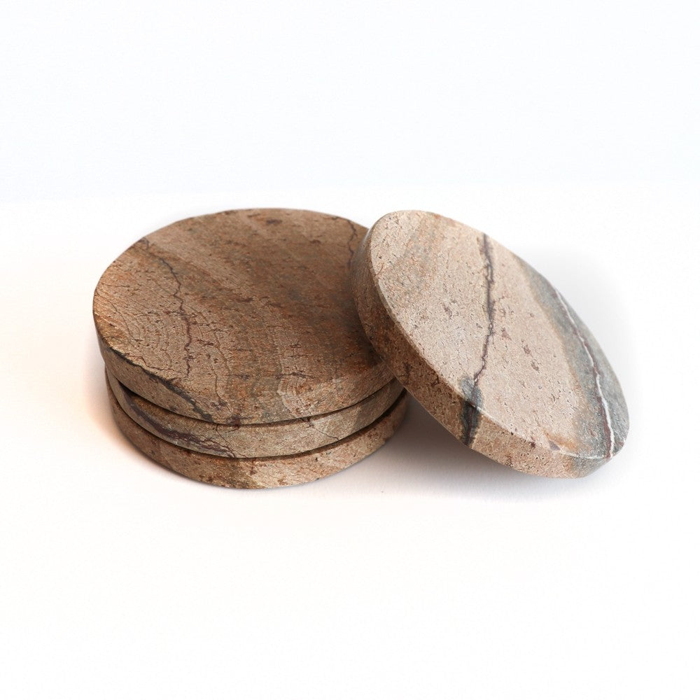 Round Marble Coasters - Pink Taupe
