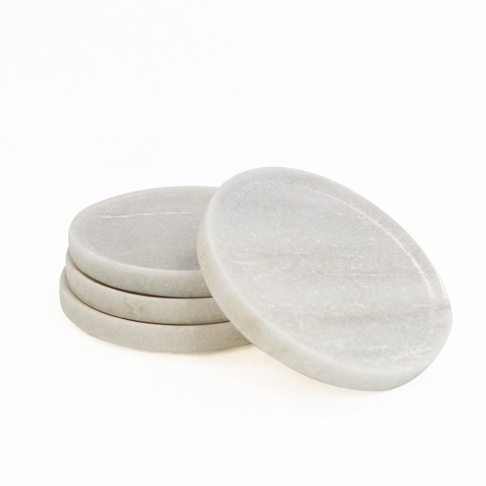 Round Marble Coasters - White