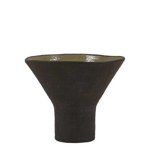 Balise Wide Mouth Vase Short - Black/Green