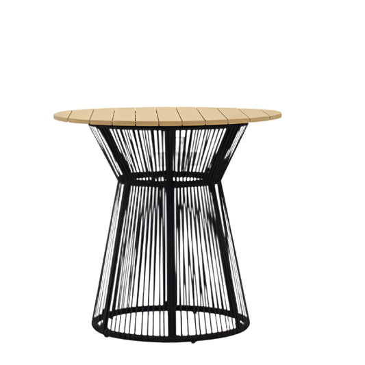 Modern bar table made from high quality teak and rope base