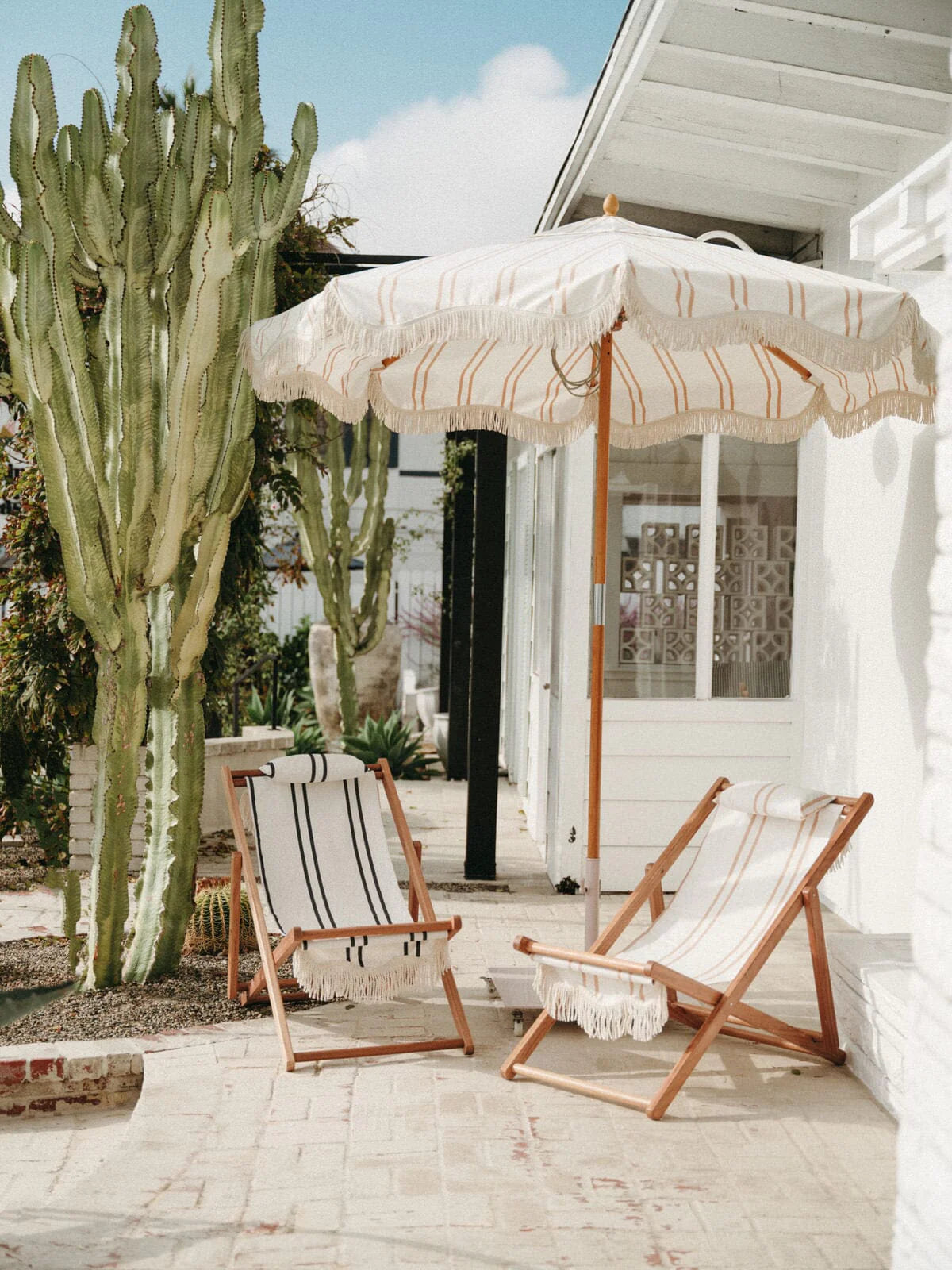 Market Umbrella - Sand Two Stripe