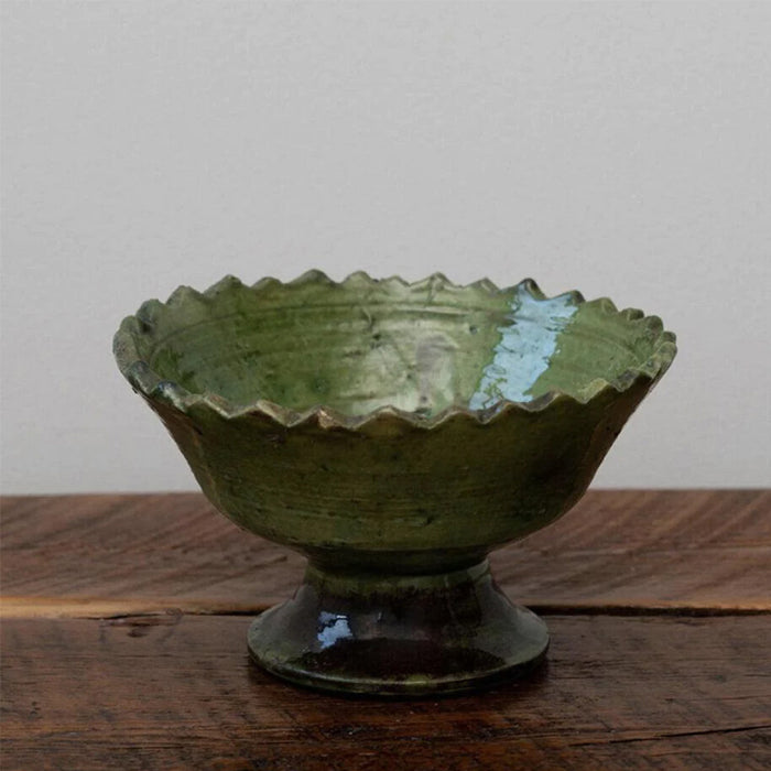 Tamegroute Pedestal Bowl with teeth - Green