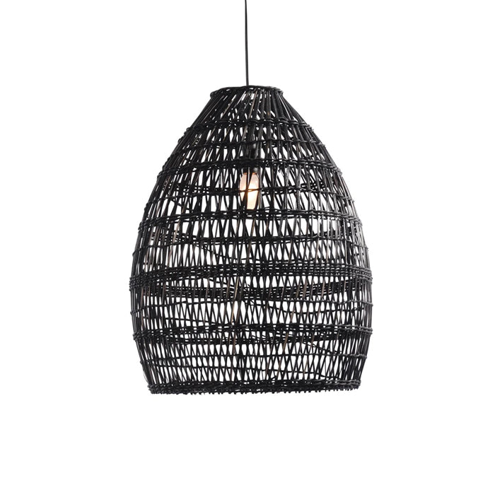 Black rattan light shade open weave