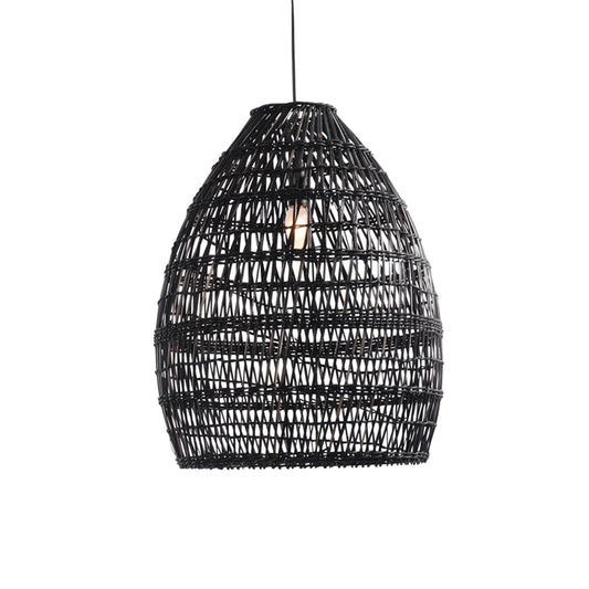 Black rattan light shade open weave