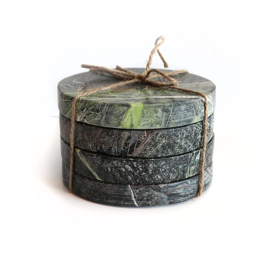 Round Marble Coasters - Forest Green