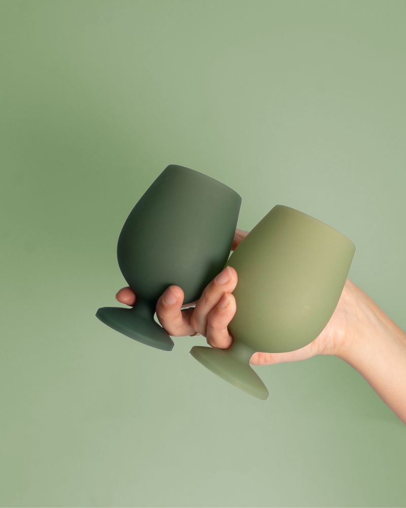 Stemm Silicone Unbreakable Wine Glasses Sage + Olive