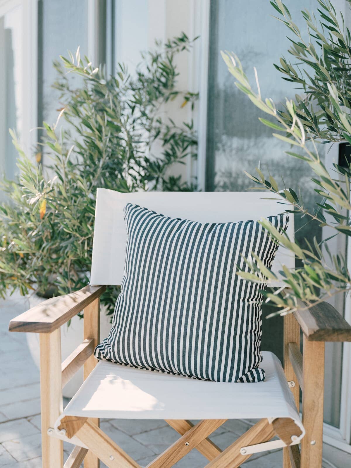 Laurens Navy Stripe Outdoor Square Cushion