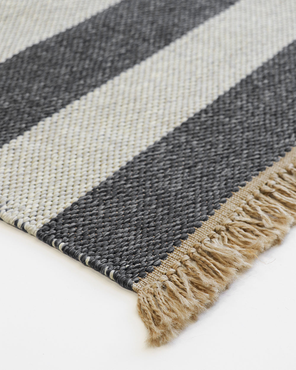 Summit Floor Rug - Charcoal + Natural Stripe