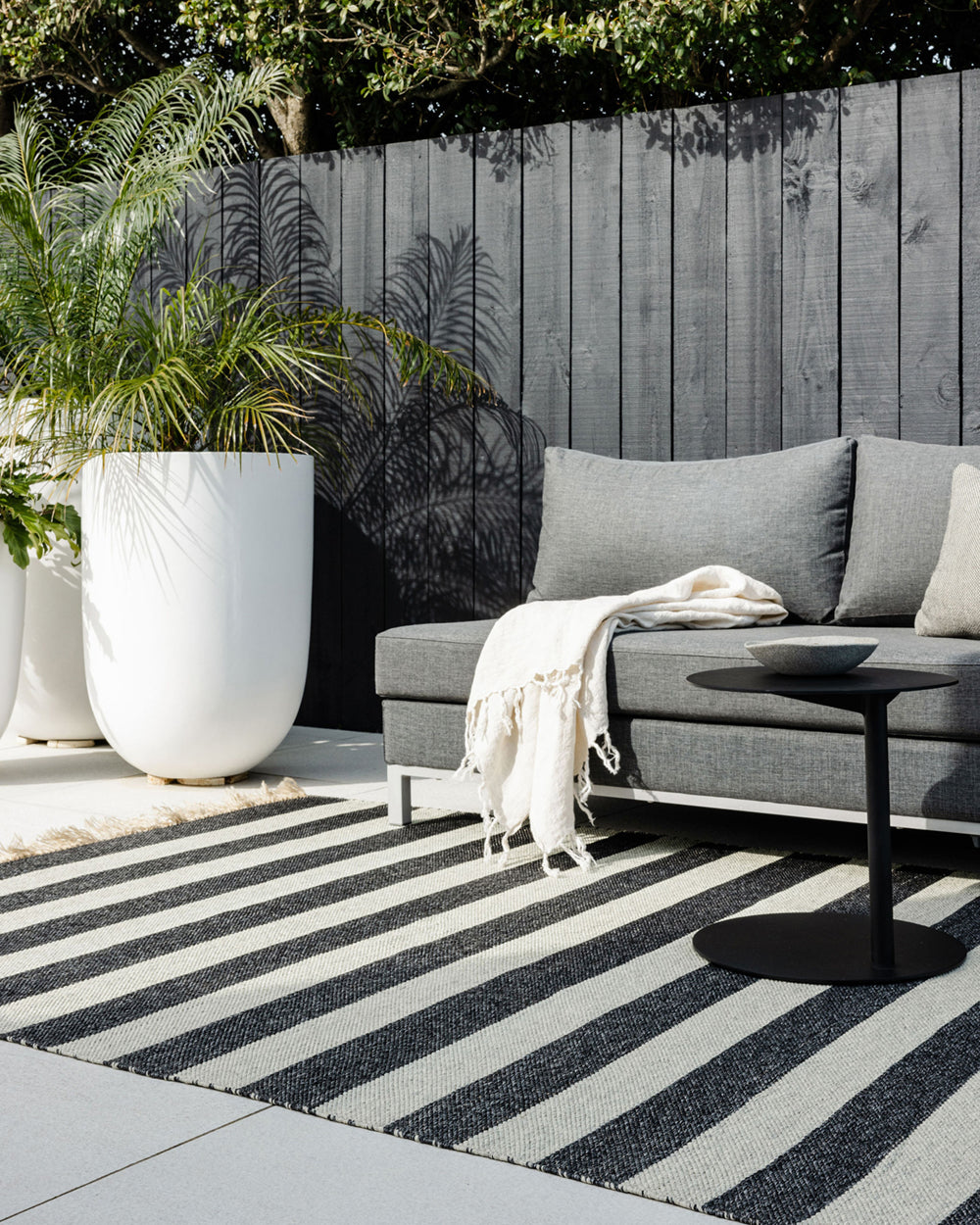 Summit Floor Rug - Charcoal + Natural Stripe