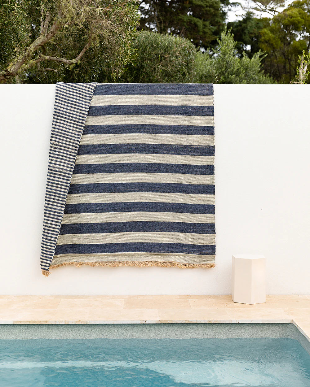 Summit Floor Rug - Deep Blue + Natural Stripe