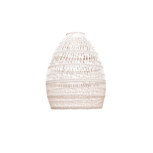 White small rattan light shade open weave