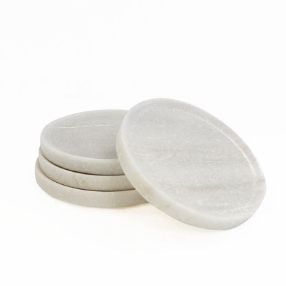 Round Marble Coasters - White