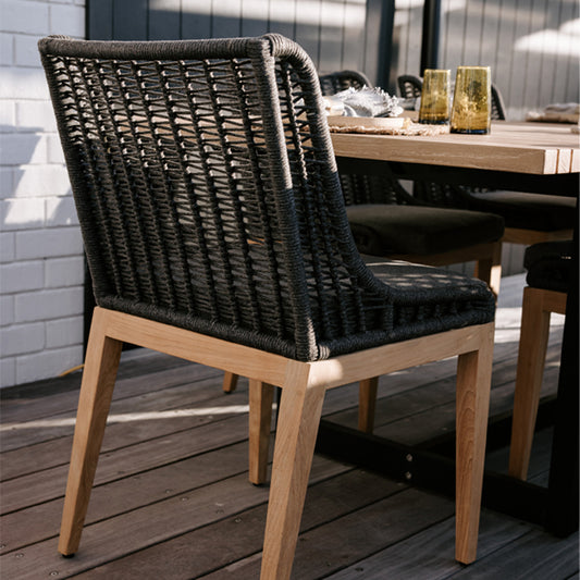 Abel Outdoor Teak and Rope Dining Chair