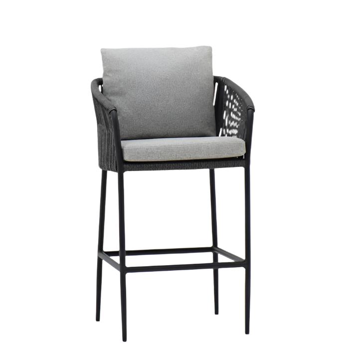 Outdoor bar chair made from rope and aluminium.  High quality and luxurious