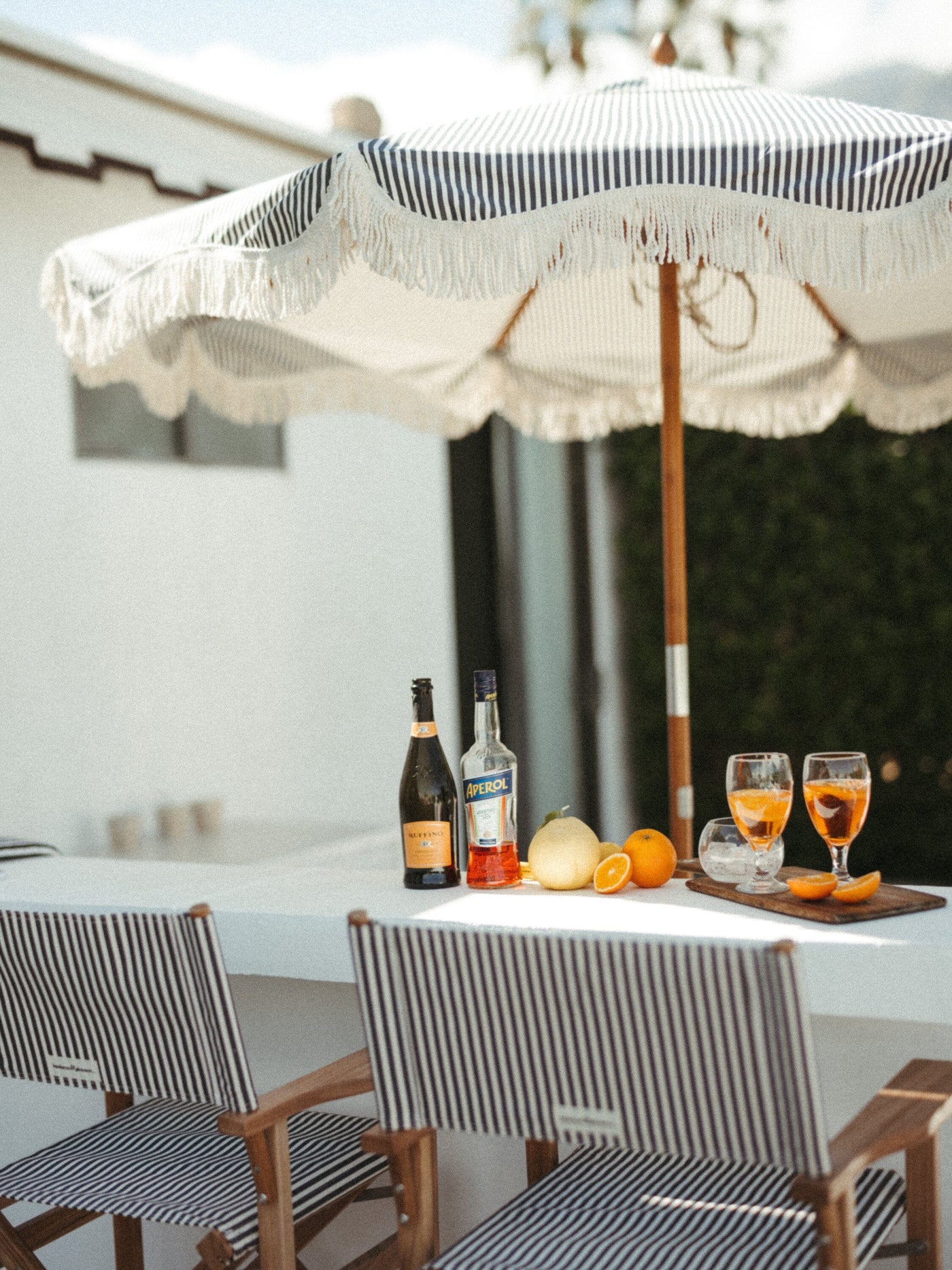 Market Umbrella - Laurens Navy Stripe