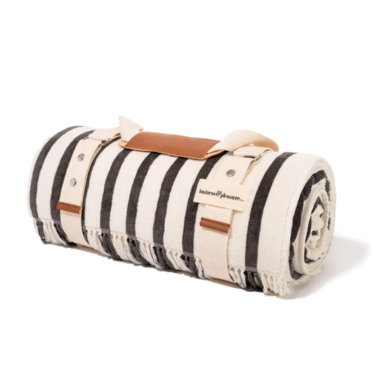 Business & Pleasure Beach Blanket Monaco Black Stripe, Coming Soon, Contact us to Pre-Order