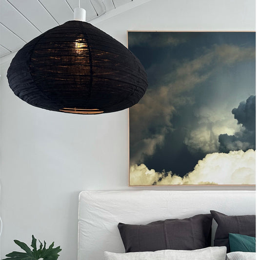 Clara Linen Light Shade Black 80cm