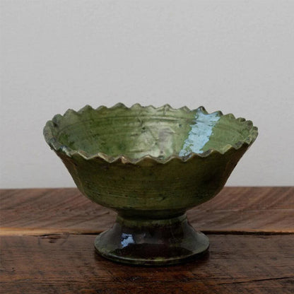 Tamegroute Pedestal Bowl with teeth - Green
