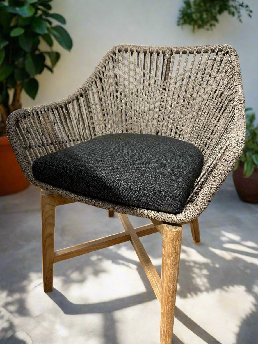 Tiri Outdoor Teak and Rope Dining Chair
