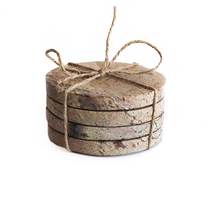 Round Marble Coasters - Pink Taupe