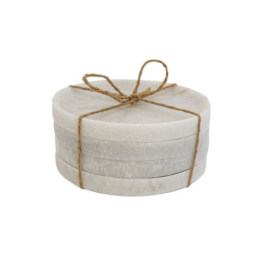 Round Marble Coasters - White