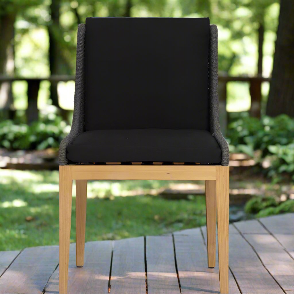 Abel Outdoor Teak and Rope Dining Chair