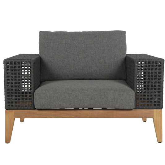Outdoor grey rope teak arm chair High quality and luxurious