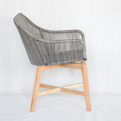 Tiri Outdoor Teak and Rope Dining Chair