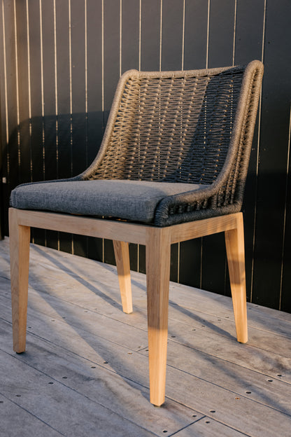 Abel Outdoor Teak and Rope Dining Chair