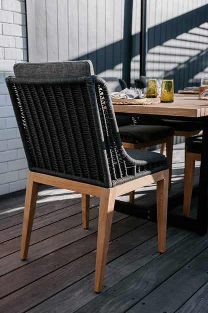 Abel Outdoor Teak and Rope Dining Chair