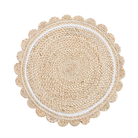 Sandy Scalloped Placemat - Natural + White