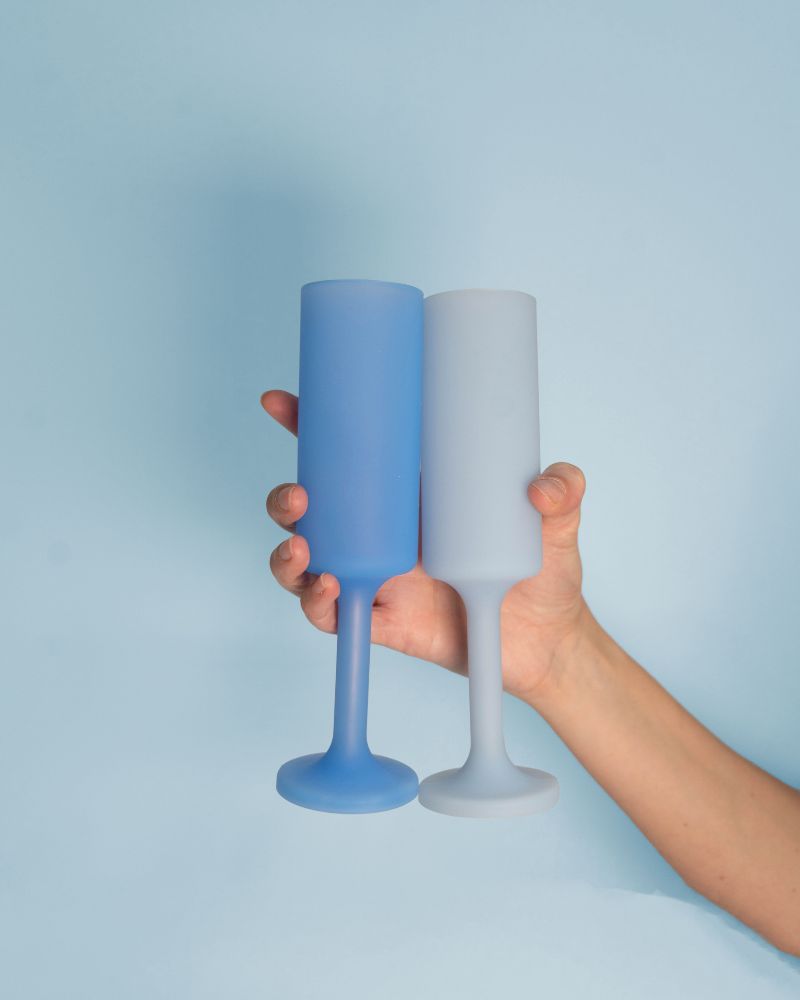 Seff Silicone Unbreakable Champagne Flutes Sky + Kingfisher