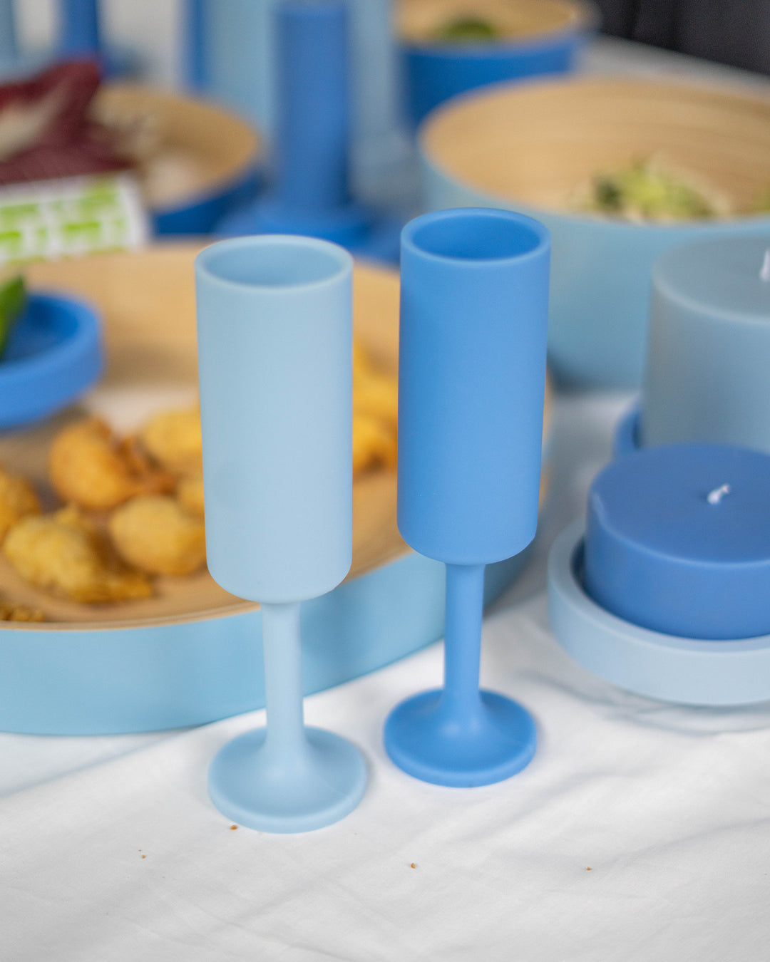 Seff Silicone Unbreakable Champagne Flutes Sky + Kingfisher