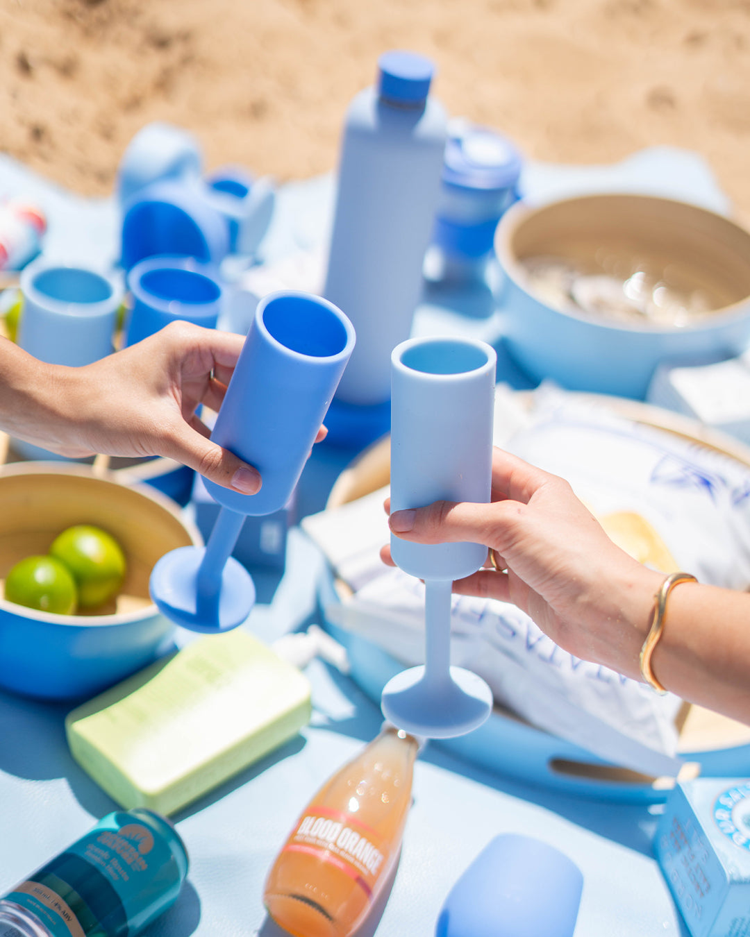 Seff Silicone Unbreakable Champagne Flutes Sky + Kingfisher
