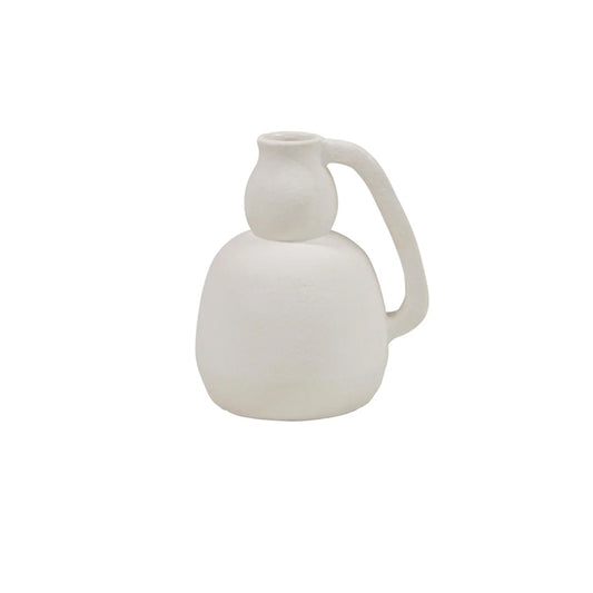 Kiln fired jug with handle.  White in colour