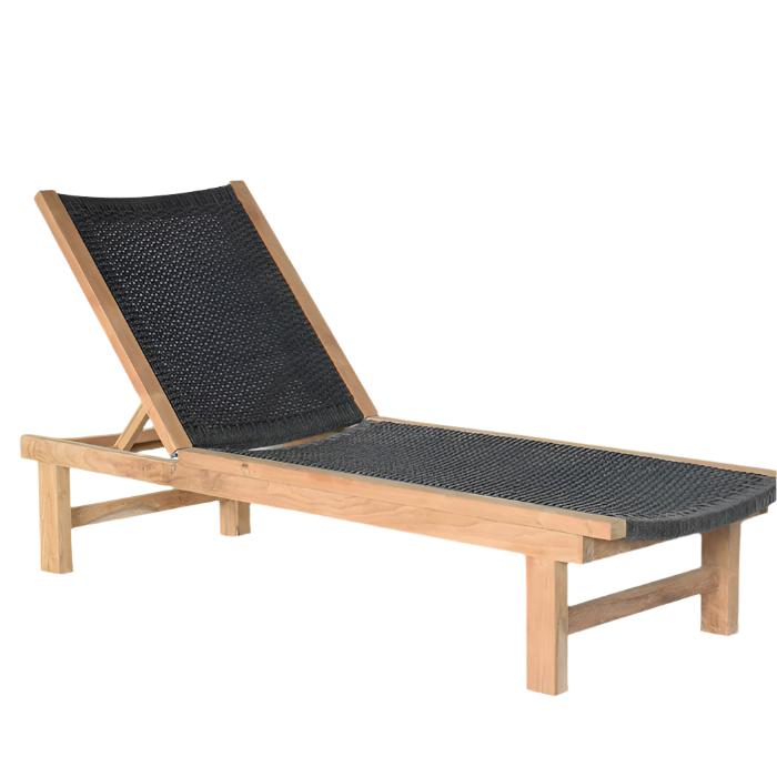 High quality rope and teak sun lounger