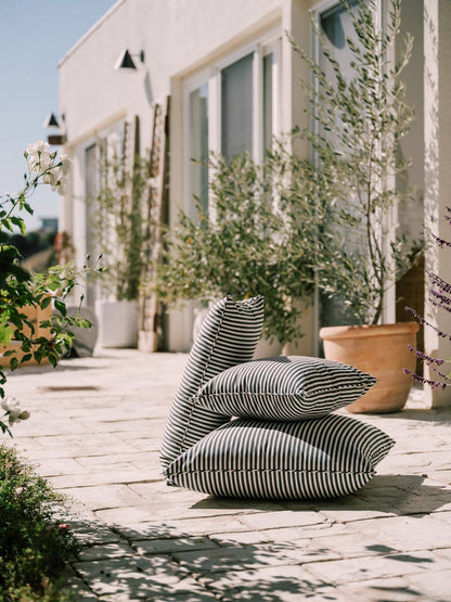 Laurens Navy Stripe Outdoor Rectangle Cushion