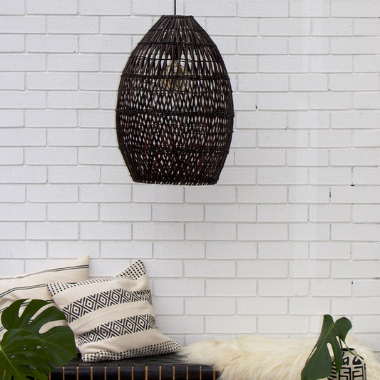 Black rattan light large open weave
